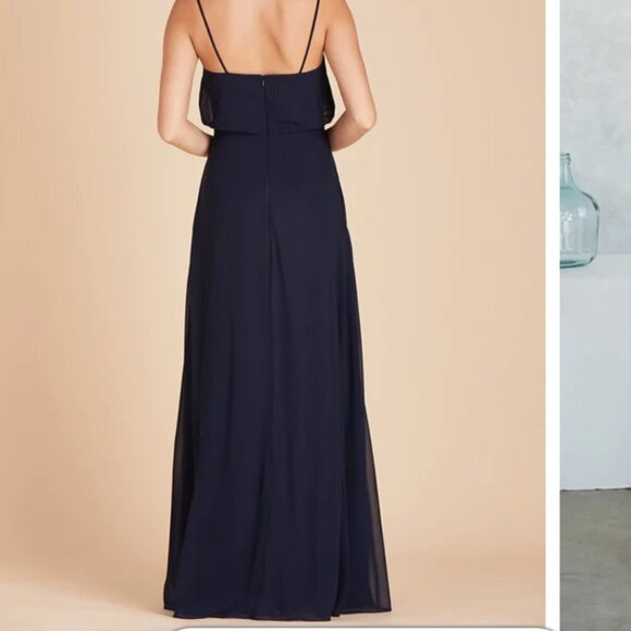 𝅺Birdy Grey Gwennie Navy Chiffon Blouson Spaghetti Strap Maxi Dress Size XS - Picture 6 of 14